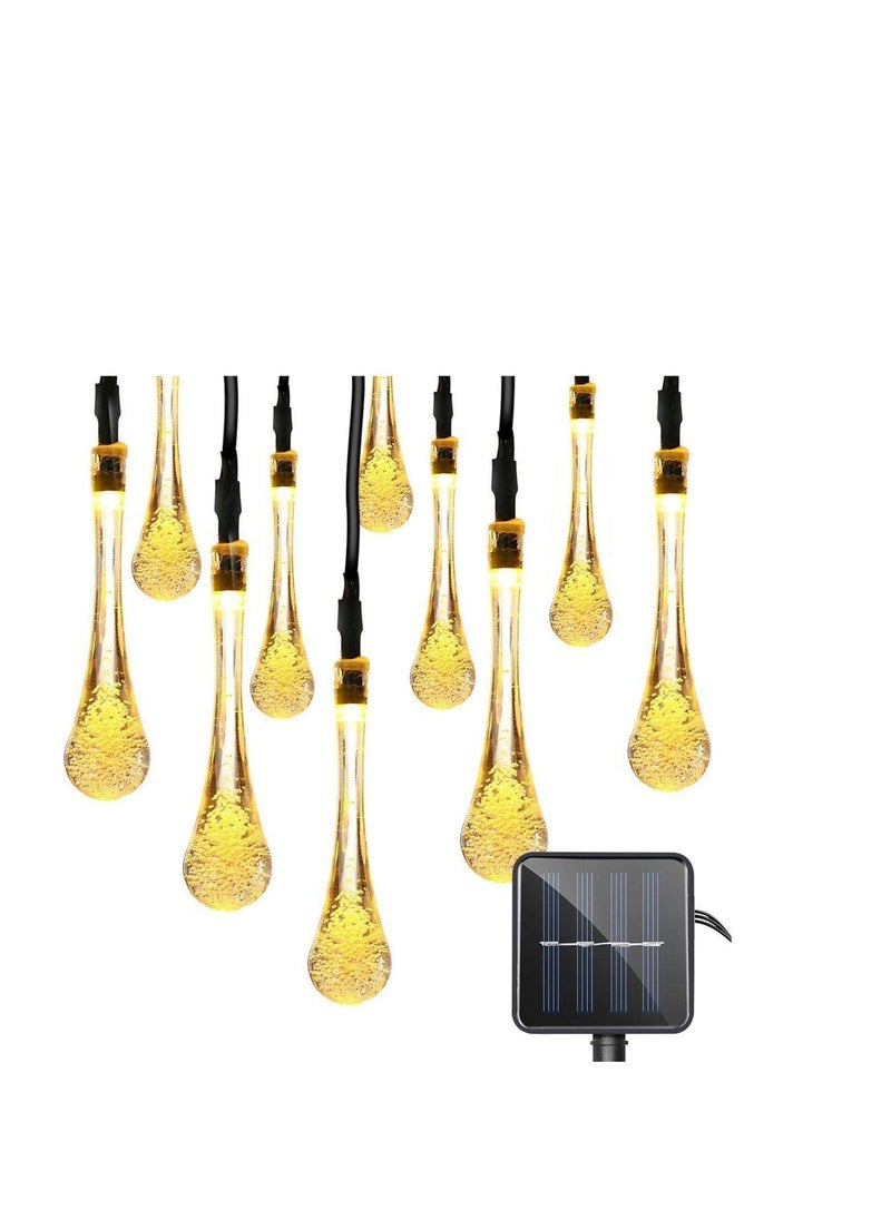 Generic LED Solar Festival Lights Outdoor Garden String Light Waterproof Tear Drop Pattern for Patio Yard Camping Parties Wedding Warm White  - Image 1