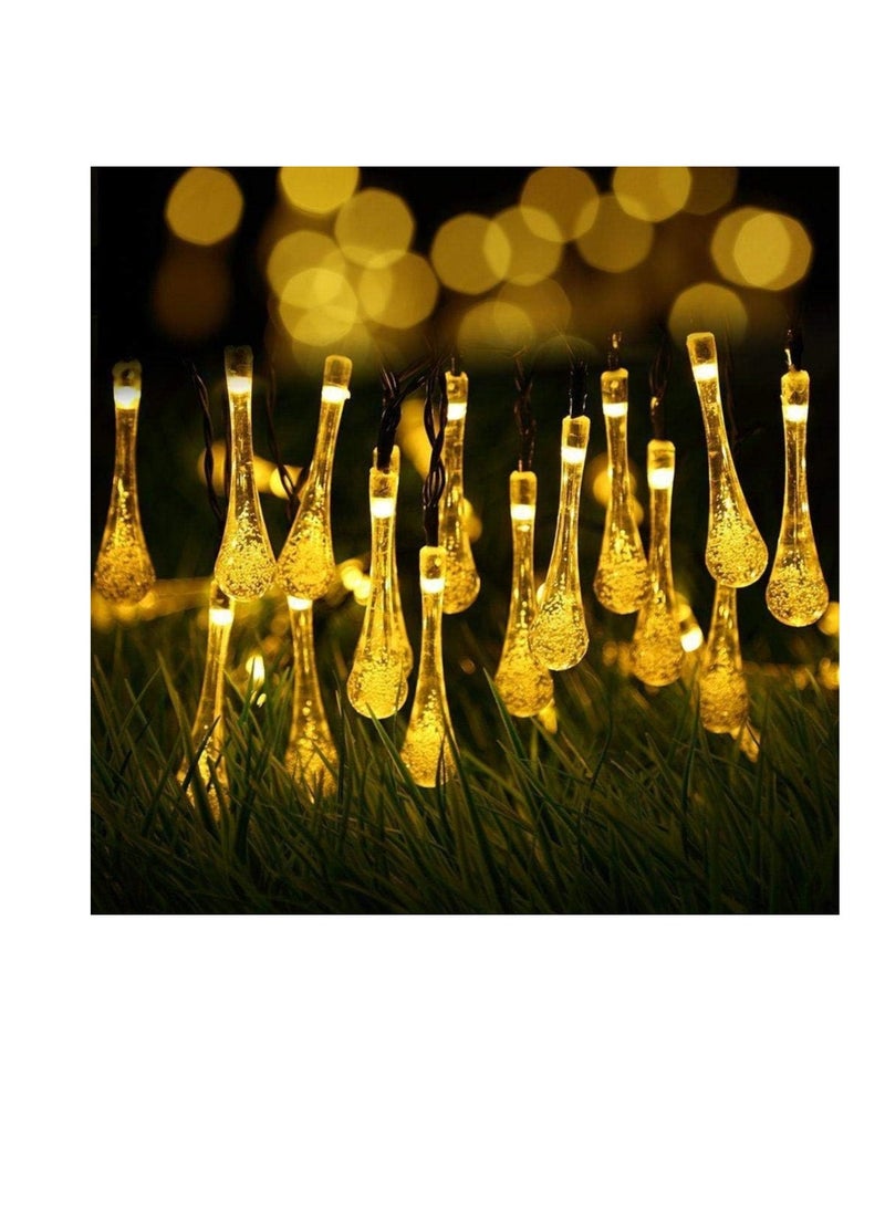 Generic LED Solar Festival Lights Outdoor Garden String Light Waterproof Tear Drop Pattern for Patio Yard Camping Parties Wedding Warm White  - Image 5
