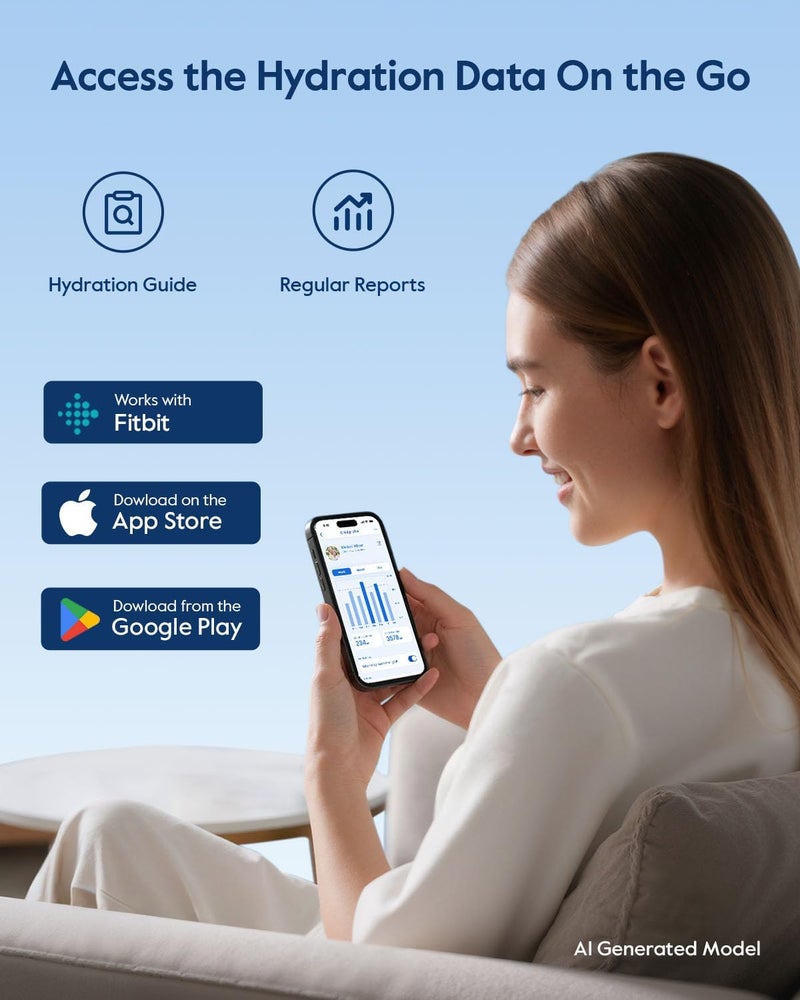 ووتر اتش زجاجة ماء ذكية Boost مع تذكير ومتتبع، 473 مل زجاجة ماء للأطفال للمدرسة، مغناطيس ثلاجة DIY، فولاذ مقاوم للصدأ معزول بالفراغ خالٍ من BPA، مثالية لعيد الميلاد، الهالوين، رأس السنة الجديدة - Image 5