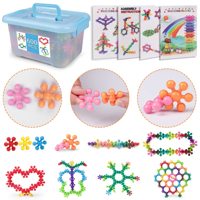 NEOACT 600 PCS Building Blocks Connect Toys,Interlocking Solid Plastic Educational Toys Sets for Preschool Kids Boys and Girls Aged 3+, Promote Fine Motor Skills and Sensory Development. - Image 3