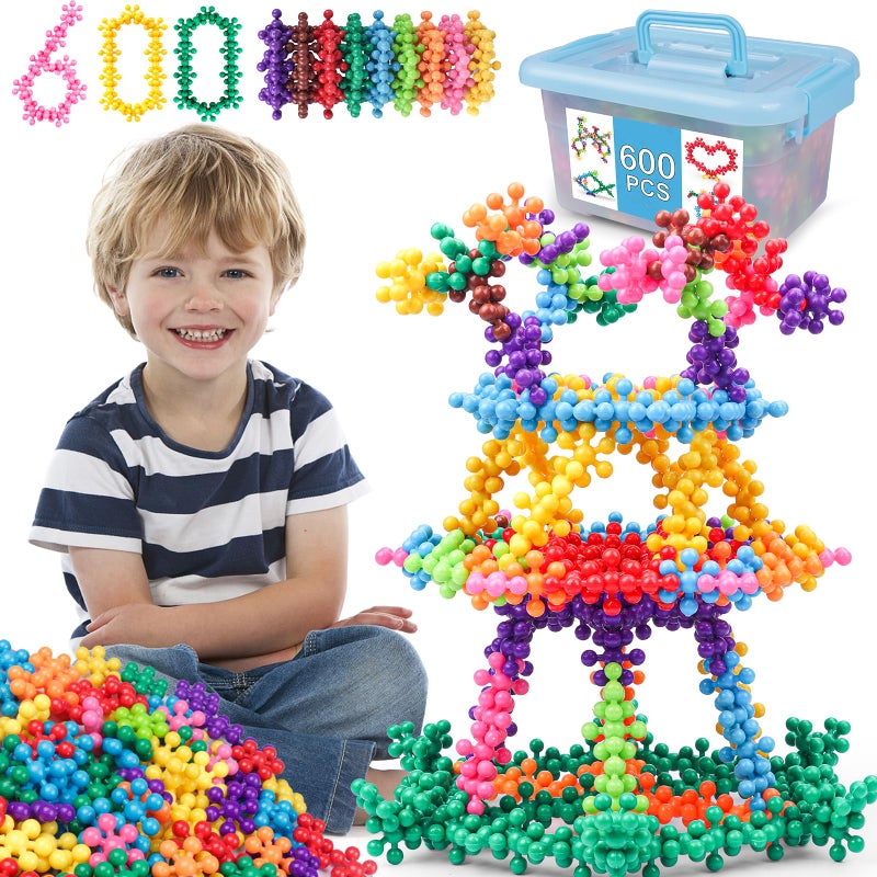 NEOACT 600 PCS Building Blocks Connect Toys,Interlocking Solid Plastic Educational Toys Sets for Preschool Kids Boys and Girls Aged 3+, Promote Fine Motor Skills and Sensory Development. - Image 1