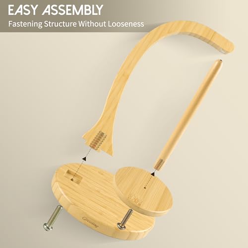 GROWLING Wooden Yarn Holder for Crocheting Upgrade Larger Size Magnetic Rotating Pendulum Yarn Ball Dispenser Stand Yarn Spinner as Surprise Gift for Knitting Lovers Natural Bamboo - Image 3