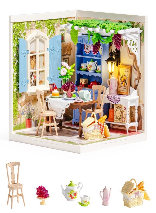 ROBOTIME Super Creator Kits, Miniature House Kit, DIY Plastic House Building Toy Set with LED, Tiny Garden Making Kit Model Craft Hobby Unique Gift (Midsummer Dream Yard) - Image 1