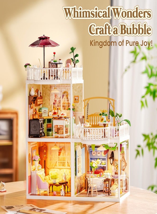 ROBOTIME Super Creator Kits, Miniature House Kit, DIY Plastic House Building Toy Set with LED, Tiny Garden Making Kit Model Craft Hobby Unique Gift (Midsummer Dream Yard) - Image 5