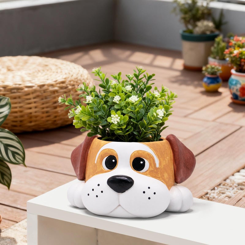 Toparad Dog Resin Planter Pot - Funny Animal Plant Pots for Home Office Decor, Cute Flower Pot with Drainage Hole for Indoor Outdoor Plants, Unique Succulent Pots Gift IdeaI for Plant Lovers - Image 5