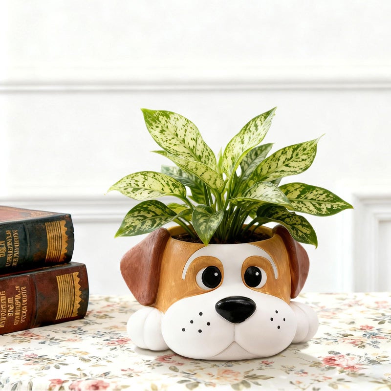 Toparad Dog Resin Planter Pot - Funny Animal Plant Pots for Home Office Decor, Cute Flower Pot with Drainage Hole for Indoor Outdoor Plants, Unique Succulent Pots Gift IdeaI for Plant Lovers - Image 2