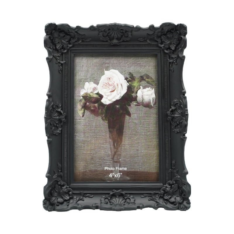 CISOO 4x6 Vintage Picture Frame Antique Ornate Black Photo Frame  for Table Top and Wall Display  Decorative Floral Design Retro Home Decor  Photo Gallery Art - Image 1