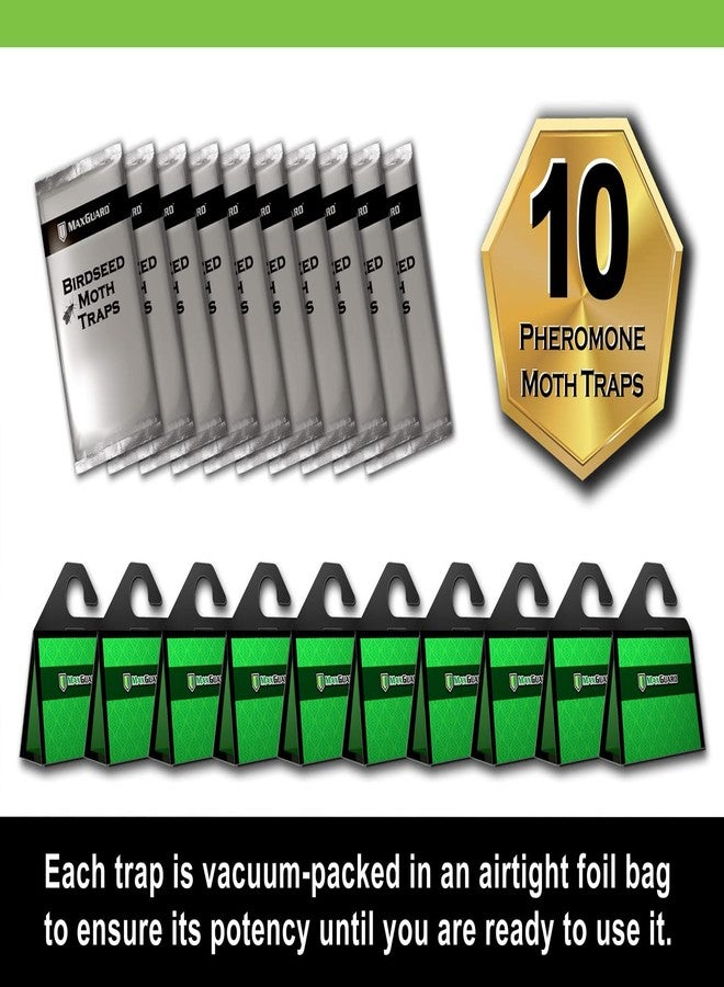 MaxGuard Birdseed Pantry Moth Traps (10 XL Pack) Extra Strength Pheromones | Non-Toxic Extra Large Sticky Glue Trap for Bird Seed Storage Areas | Attract, Trap and Kill Moths - Image 5