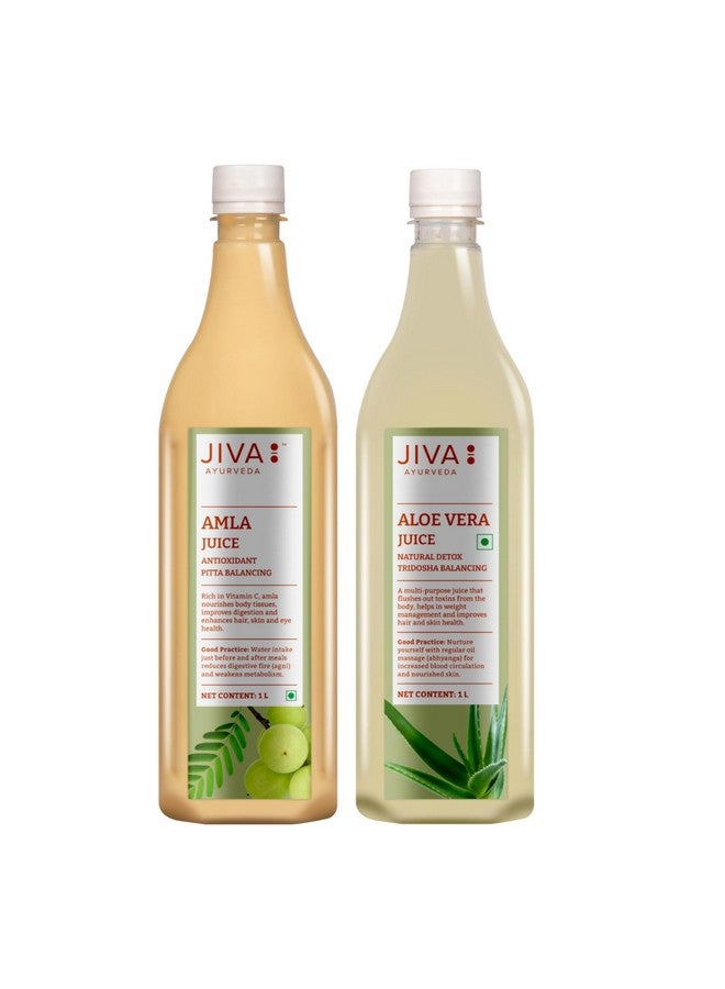 Jiva Amla Juice 1L & Aloe Vera Juice 1L (Combo pack of 2) - Image 1