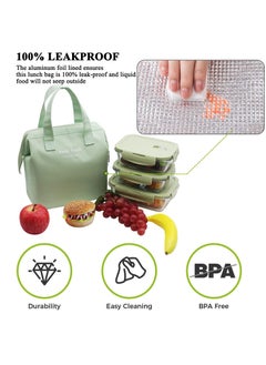 KASTWAVE Lunch Bag Bento Bag, Thickened Thermal Insulation Refrigerated Bento Tote Bag, Lunch Box Carrying Bag for Students Ladies Men Picnic Work Outdoor Light Green  - Image 4