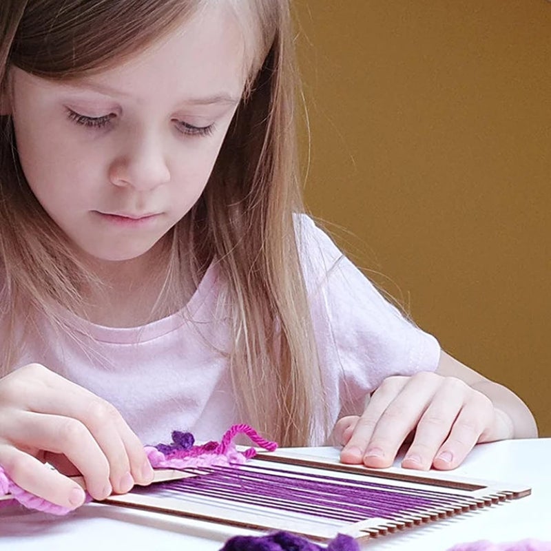 CYCHIRV Weaving Loom Kit: Wooden Tapestry Loom with Yarn, Warp Frame, and Loom Heddle Bar - Perfect for Kids and Beginners - Image 3
