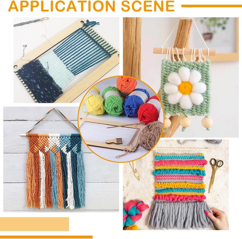 CYCHIRV Weaving Loom Kit: Wooden Tapestry Loom with Yarn, Warp Frame, and Loom Heddle Bar - Perfect for Kids and Beginners - Image 5