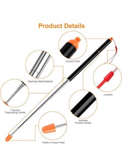 erorex Teachers Pointer Retractable Pointer Stick Handheld Pointer Stick Teacher Pointer Stick Telescoping Teachers Pointer For Teaching Presentations Lectures And Seminars Office  - Image 5