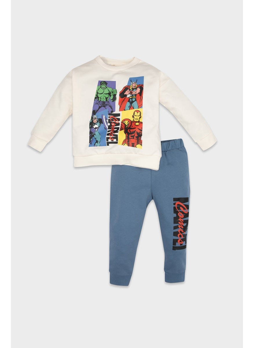 DeFacto Baby Boy 2 piece Regular Fit Crew Neck Marvel Licensed Set  - Image 1
