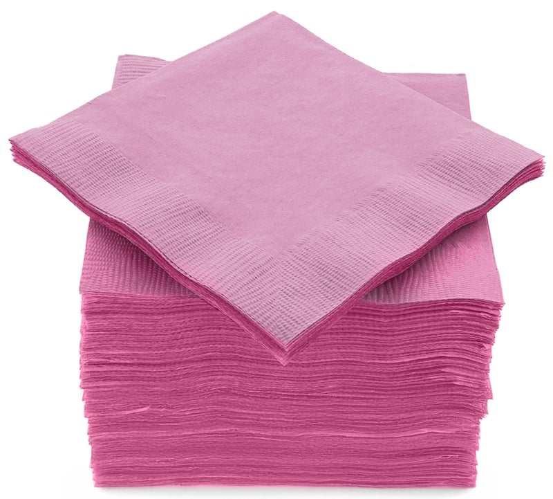 Amcrate Big Party Pack 100 Count Pink Beverage Napkins  Ideal for Wedding Party Birthday Dinner Lunch Cocktails 5 x 5