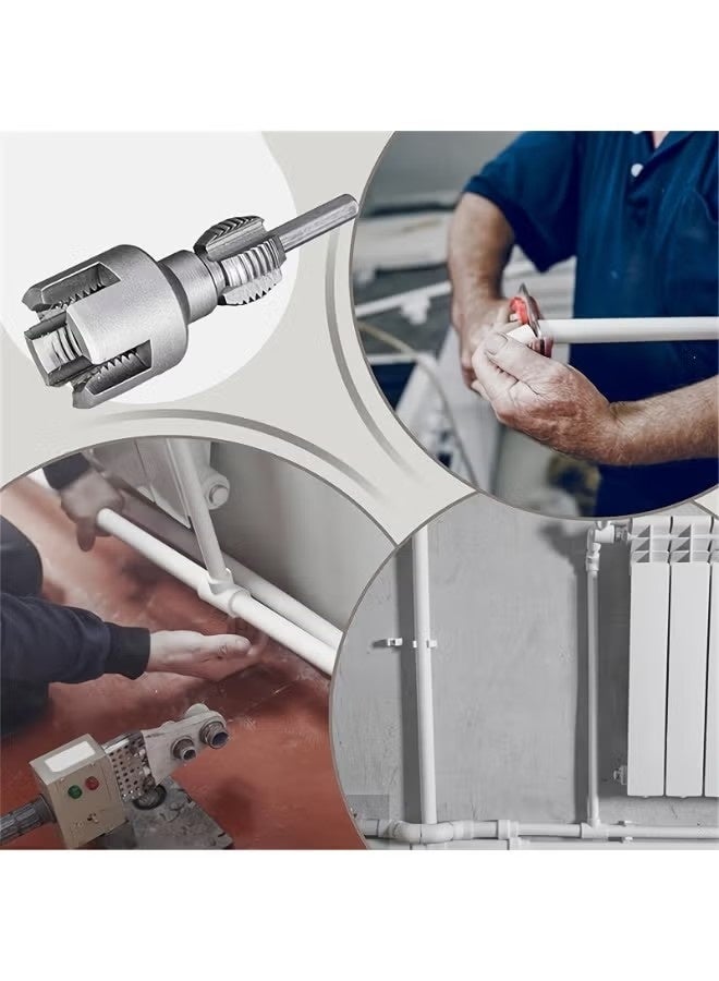 أداة قطع خيوط أنابيب PVC ثنائية الوظائف مطورة، أداة قطع خيوط الأنابيب 2 في 1 مقاس 1/2 بوصة و 3/4 بوصة، أداة متكاملة لربط خيوط الأنابيب الداخلية والخارجية، لإصلاحات السباكة المنزلية (قطعة واحدة) - Image 4