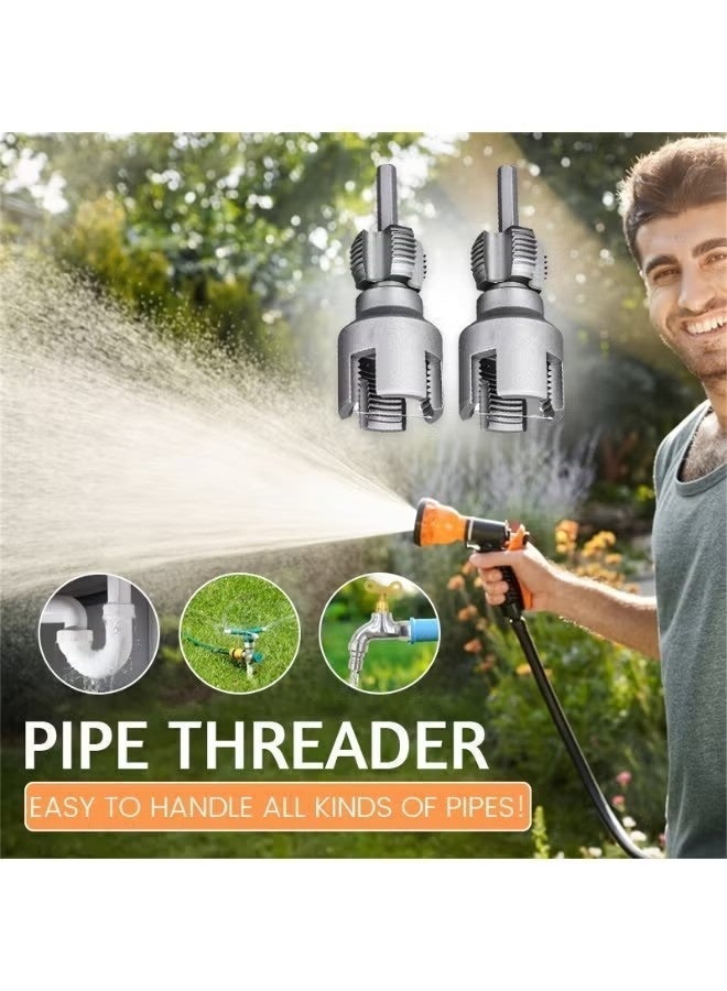 أداة قطع خيوط أنابيب PVC ثنائية الوظائف مطورة، أداة قطع خيوط الأنابيب 2 في 1 مقاس 1/2 بوصة و 3/4 بوصة، أداة متكاملة لربط خيوط الأنابيب الداخلية والخارجية، لإصلاحات السباكة المنزلية (قطعة واحدة) - Image 5