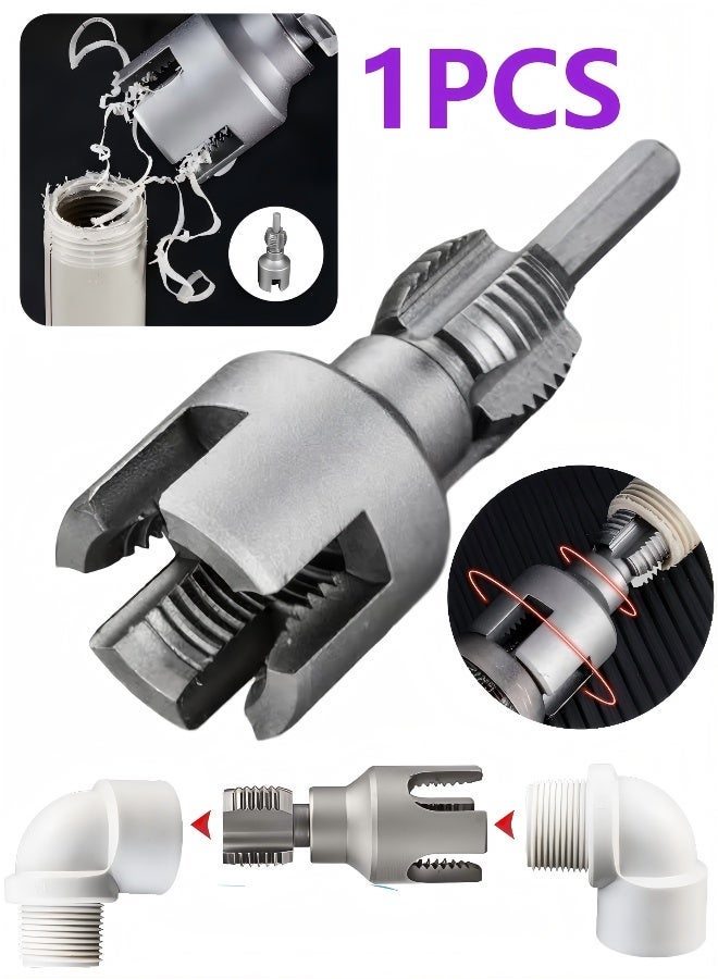 أداة قطع خيوط أنابيب PVC ثنائية الوظائف مطورة، أداة قطع خيوط الأنابيب 2 في 1 مقاس 1/2 بوصة و 3/4 بوصة، أداة متكاملة لربط خيوط الأنابيب الداخلية والخارجية، لإصلاحات السباكة المنزلية (قطعة واحدة) - Image 1