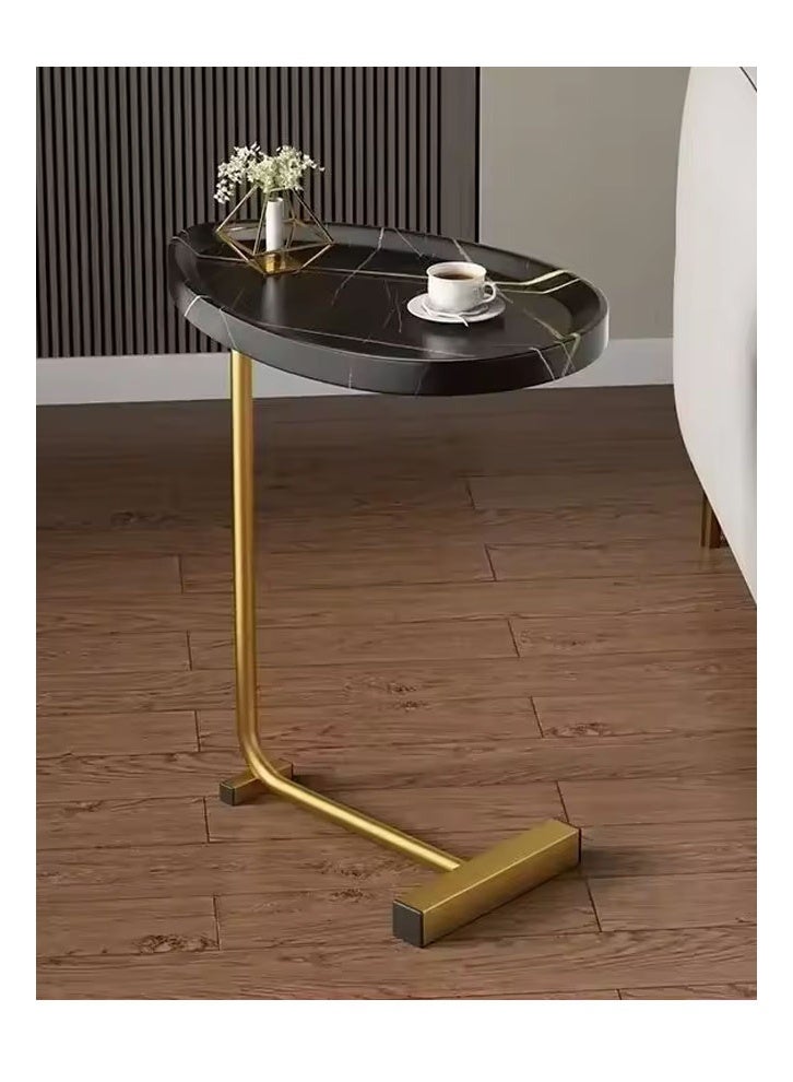 إجنايت طاولة جانبية مقعرة ذات سطح أسود محكم + إطار ذهبي للديكور المنزلي - Image 1