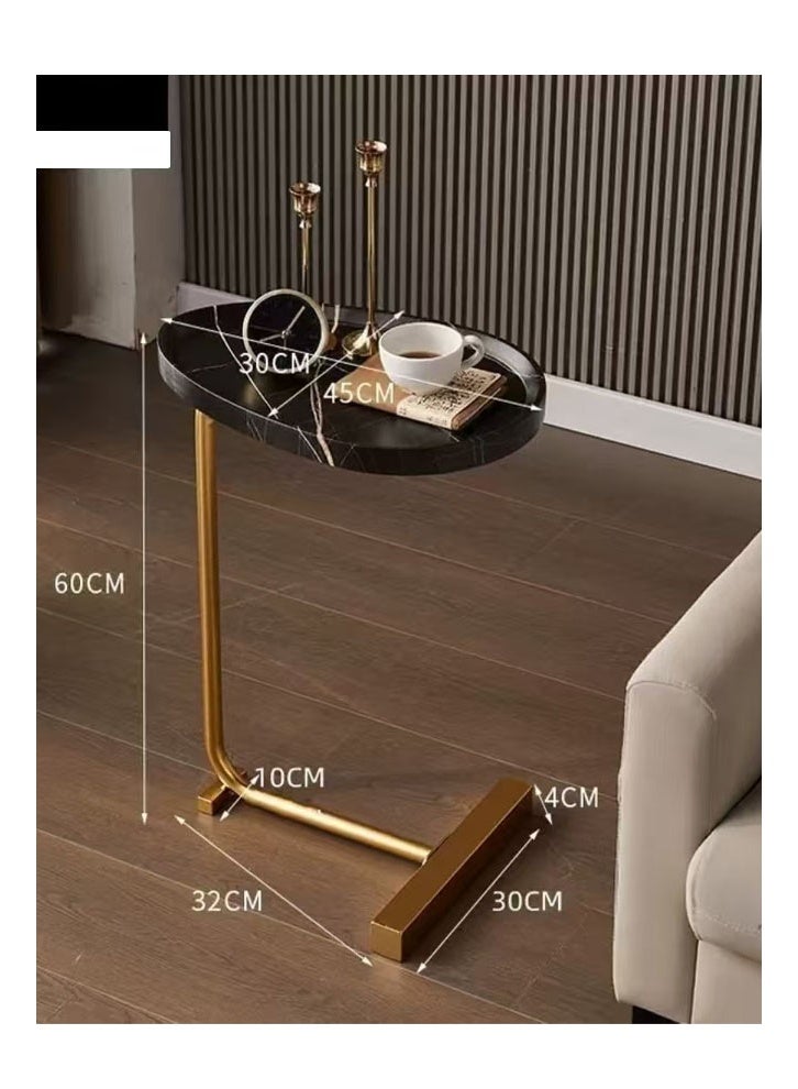 إجنايت طاولة جانبية مقعرة ذات سطح أسود محكم + إطار ذهبي للديكور المنزلي - Image 4