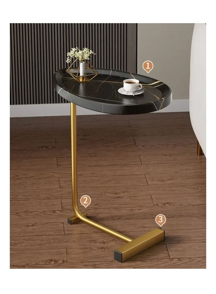 إجنايت طاولة جانبية مقعرة ذات سطح أسود محكم + إطار ذهبي للديكور المنزلي - Image 5