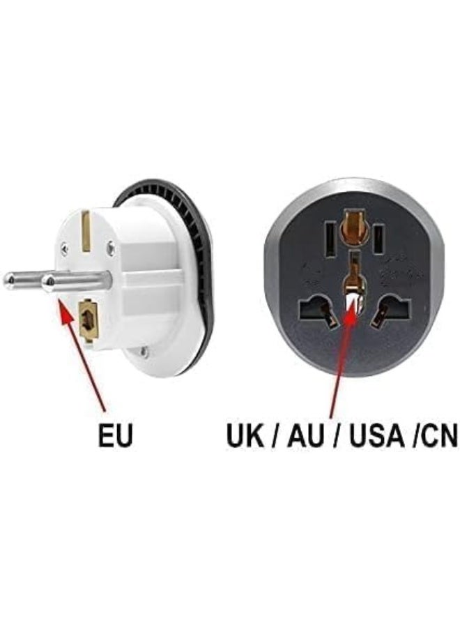 Adnext 4 Pcs UK to EU Plug Adapter – 3 Pin to 2 Pin Electric Switch – 16A 250V Universal EU Converter – UK/US/AU/CN to Europe Travel Plug Adapter – European Socket Converter - Image 5