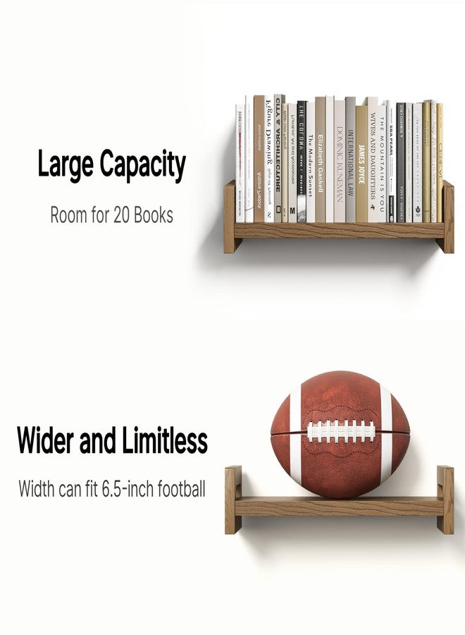 Vailando Floating Shelves for Wall, Set of 4 Solid Wood Wall Mounted Shelves, 16" Rustic Walnut Display Shelf for Bedroom, Living Room, Bathroom, Kitchen - Strong Load Capacity & Natural Pine - Image 3