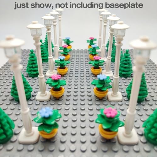 dspitwod City Street Lamp House Garden Building Accessories with Lights Trees and Flower Pot Block Toys Compatible with Major Bricks - Image 5