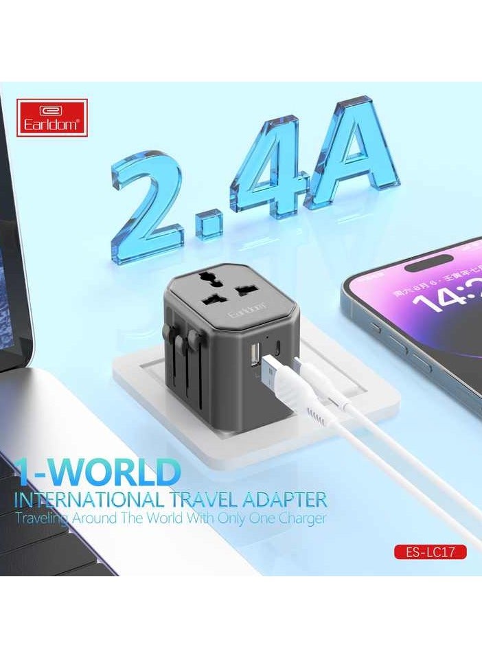 أيرلدوم محول السفر الدولي USB من Earldom مع محول من النوع C إلى USB 3.0/محول السفر العالمي - Image 3
