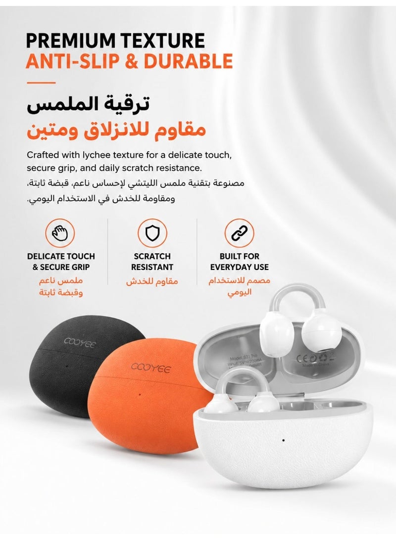 Cooyee سماعات أذن لاسلكية بتصميم مشبك، بلوتوث 6.0، مفتوحة الأذن، للرياضة والعمل والاستخدام اليومي - Image 5