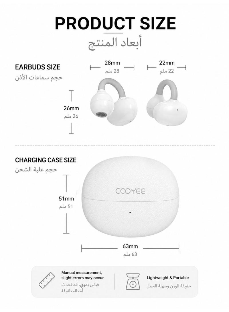 Cooyee سماعات أذن لاسلكية بتصميم مشبك، بلوتوث 6.0، مفتوحة الأذن، للرياضة والعمل والاستخدام اليومي - Image 3
