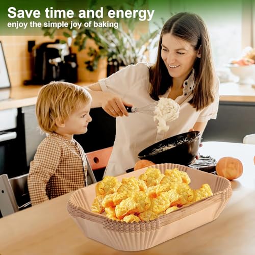 Purebake Air Fryer Disposable Paper Liners | 100 Pcs Rectangle Parchment Sheets | Food-Grade, Non-Stick, Oilproof, Waterproof | Perfect for Dual Basket Air Fryers | Heat-Resistant up to 450°F - Image 4