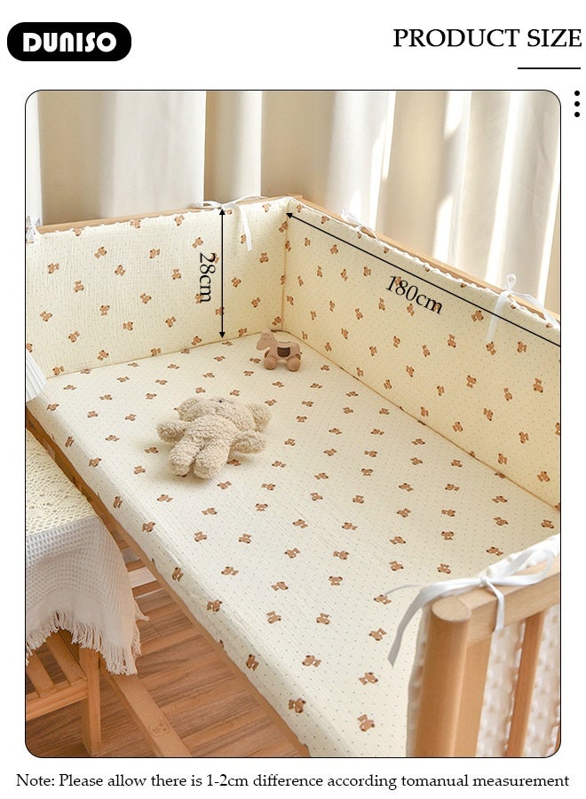 DUNISO حاجز سرير الأطفال، حاجز سرير المهد، بطانة سرير شبكية قابلة للتنفس، غطاء سكة سرير المهد، بطانة سرير قابلة للتنفس للأطفال الأولاد والبنات، غطاء واقي لسكة سرير الأطفال، حامي وسادة لسكك سرير الأطفال الجانبية والأمامية - Image 2