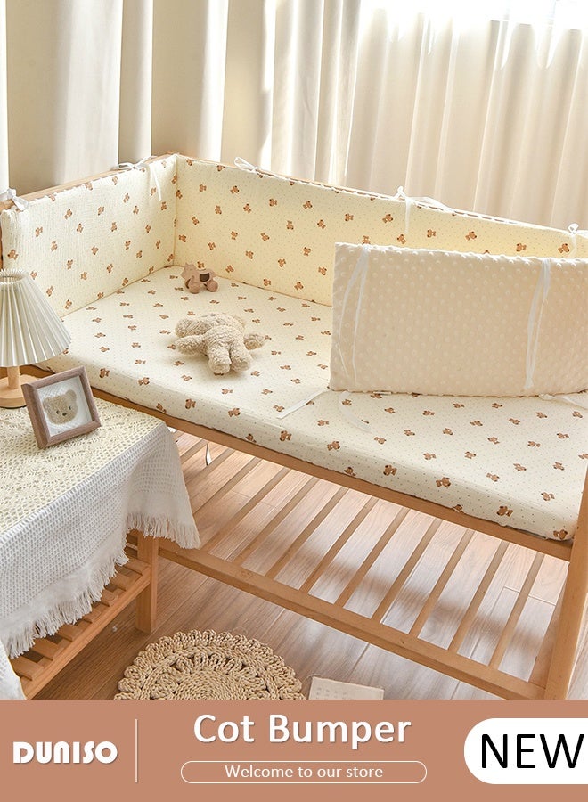 DUNISO حاجز سرير الأطفال، حاجز سرير المهد، بطانة سرير شبكية قابلة للتنفس، غطاء سكة سرير المهد، بطانة سرير قابلة للتنفس للأطفال الأولاد والبنات، غطاء واقي لسكة سرير الأطفال، حامي وسادة لسكك سرير الأطفال الجانبية والأمامية - Image 1