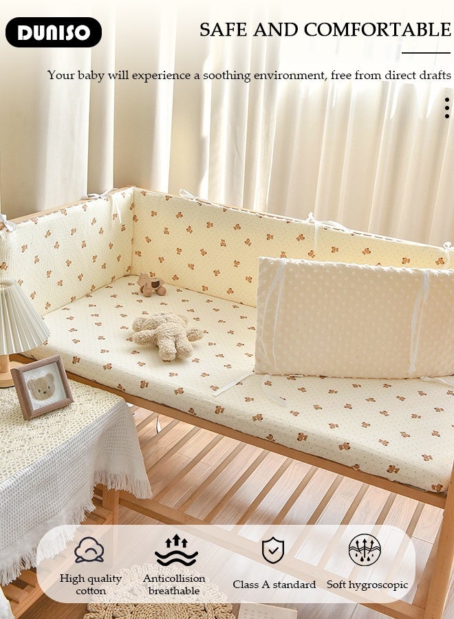 DUNISO حاجز سرير الأطفال، حاجز سرير المهد، بطانة سرير شبكية قابلة للتنفس، غطاء سكة سرير المهد، بطانة سرير قابلة للتنفس للأطفال الأولاد والبنات، غطاء واقي لسكة سرير الأطفال، حامي وسادة لسكك سرير الأطفال الجانبية والأمامية - Image 3