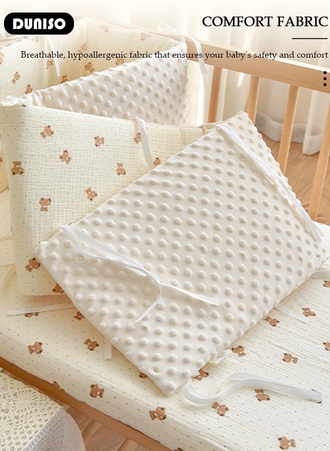 DUNISO حاجز سرير الأطفال، حاجز سرير المهد، بطانة سرير شبكية قابلة للتنفس، غطاء سكة سرير المهد، بطانة سرير قابلة للتنفس للأطفال الأولاد والبنات، غطاء واقي لسكة سرير الأطفال، حامي وسادة لسكك سرير الأطفال الجانبية والأمامية - Image 5