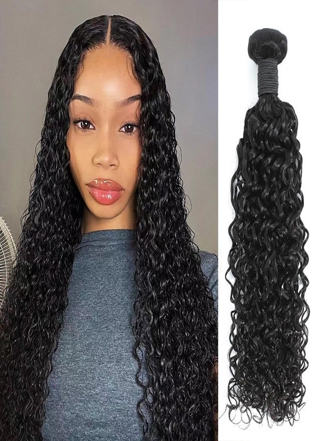 Miss Lee Water Wave Human Hair Bundles Brazilian Remy Water Wave 10A Curly Human Hair Bundles Unprocessed Human Hair Extension Double Weft Natural Color for Black Women 20inch - Image 1