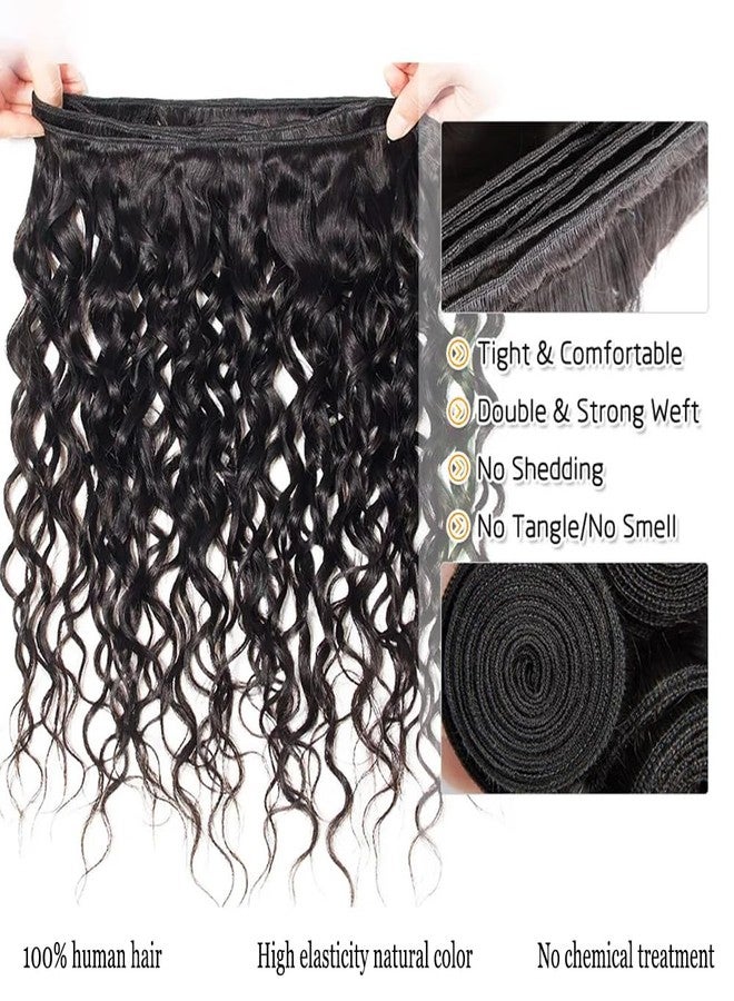 Miss Lee Water Wave Human Hair Bundles Brazilian Remy Water Wave 10A Curly Human Hair Bundles Unprocessed Human Hair Extension Double Weft Natural Color for Black Women 20inch - Image 4