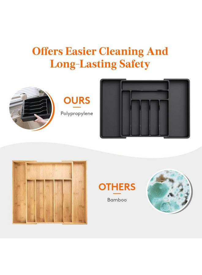 Lifewit Silverware Drawer Organizer, Expandable Utensil Organizer for Kitchen Drawers, Adjustable Cutlery and Flatware Tray, Plastic Spoons Forks Knives Holder Storage Dividers, Large, Black - Image 5