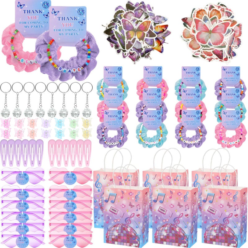Hoteam 184 Pcs Kpop Party Popular Singer Favors Friendship Bead Bracelets Velvet Hair Scrunchies Disco Keychain Heart Sunglasses Clips Butterfly Stickers Gift Bags for Adults Women Fans Y2k Party - Image 1