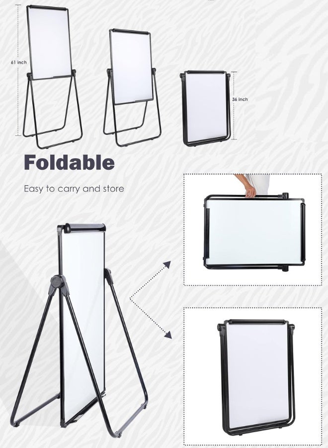 Stand White Board - 60x90cm Magnetic Dry Erase Flipchart Easel Board, Height Adjustable Portable Whiteboard, with 8 Colorful Magnetic Markers and 1 Dry Eraser - Image 2