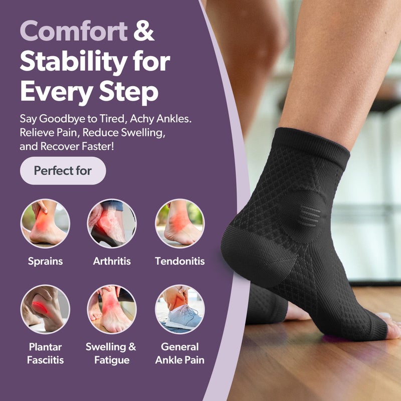 BraceAbility Neuropathy Socks (Pair) - Peripheral Neuritis Compression Diabetic Toeless Foot Sleeves for Nerve Damage Pain in Feet, Ankle Gout, Plantar Fasciitis Relief Brace for Men and Women (M - Gray) - Image 5