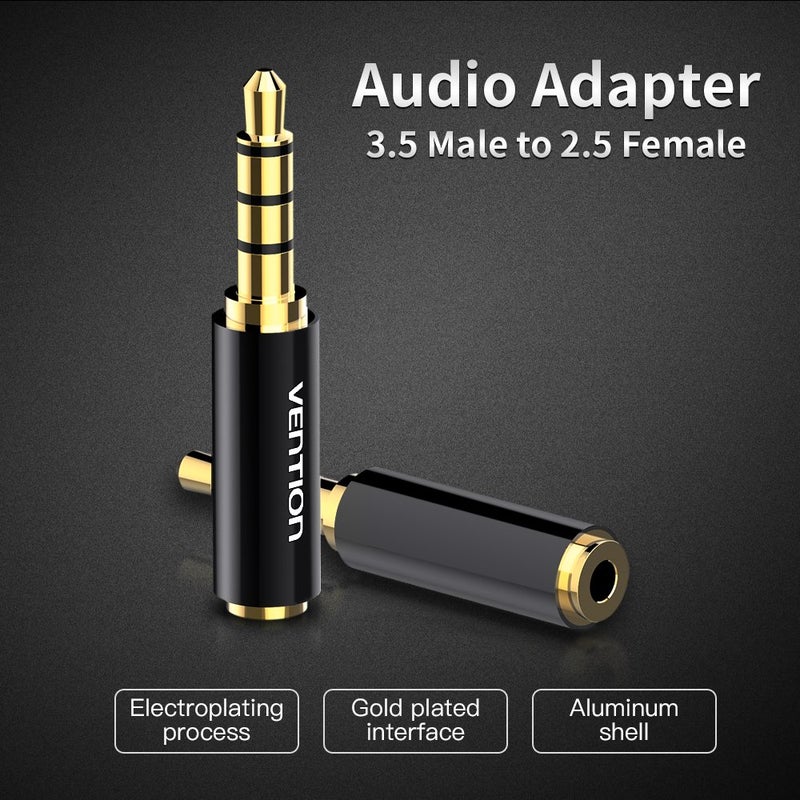 فينشن محول صوت Vention BFBB0 ذكر 3.5 مم إلى أنثى 2.5 مم معدني أسود - Image 2