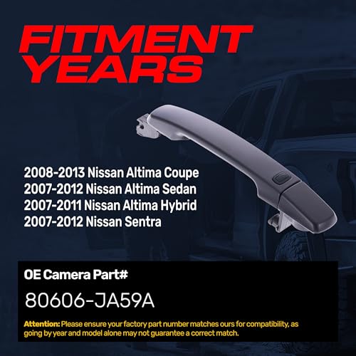 Master Tailgaters Exterior Door Handle Black Primed Replacement for Nissan Altima Coupe 08-13, Altima Sedan 07-12, Altima Hybrid 07-11, Sentra 07-12 OE Part # 80606-JA59A | Front Right Passenger Side w/o Keyhole Cover - Image 2