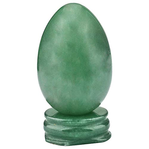 mookaitedecor Green Aventurine Crystal Egg Polished Gemstone Figurines with Stone Stand - Image 1