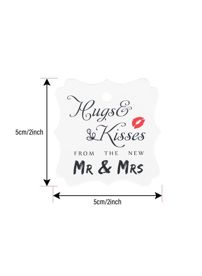 g2plus Wedding Favour Gift Tags, 100 PCS White Square Tags with 30m Natural Jute Twine Perfect for Bridal Baby Shower Anniversary- Hug & Kisses from The New Mr & Mrs - Image 2