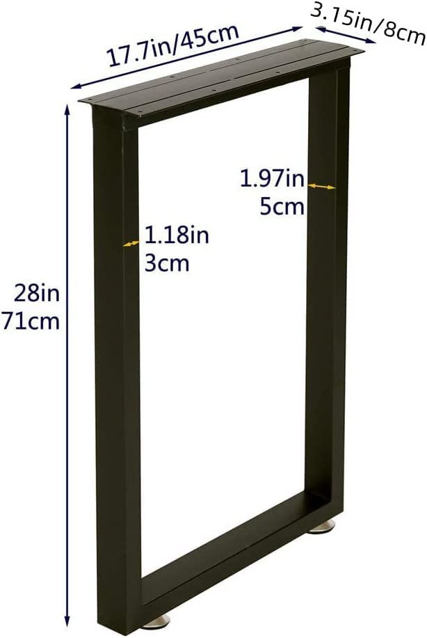AVVIC MART Metal Black Table Legs Heavy Duty Square Iron Metal Desk Legs Set of 2 28 Height 18 Wide Furniture LegsDining Table LegsIndustrial Table LegsOnly Legs Without Board Black - Image 2
