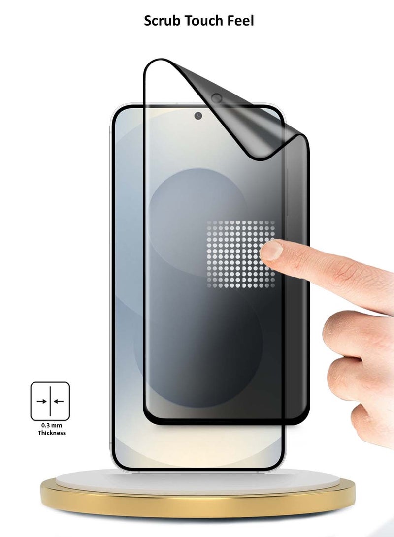 Wtech Samsung Galaxy S25 5G 2025  Premium Edge-Pro Nano Ceramic Privacy Full Glue Full Cover Matte Flexible Screen Protector (MSCNMP) - Clear/Black - Image 2