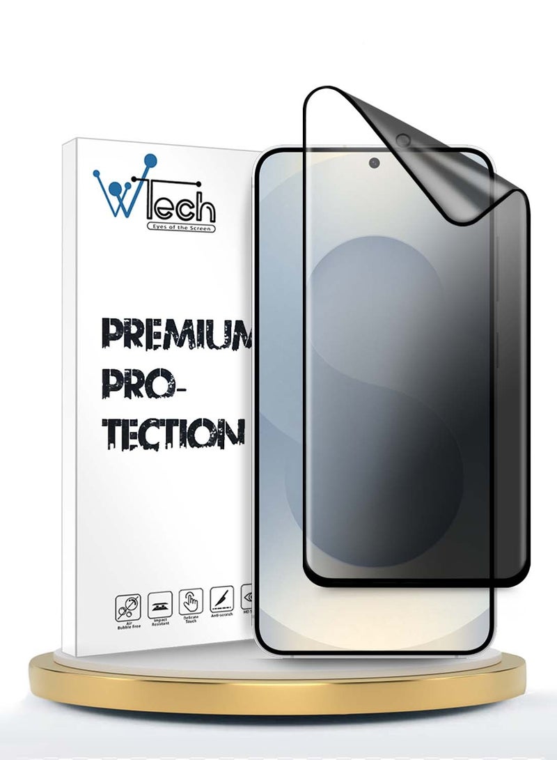 Wtech Samsung Galaxy S25 5G 2025  Premium Edge-Pro Nano Ceramic Privacy Full Glue Full Cover Matte Flexible Screen Protector (MSCNMP) - Clear/Black - Image 1
