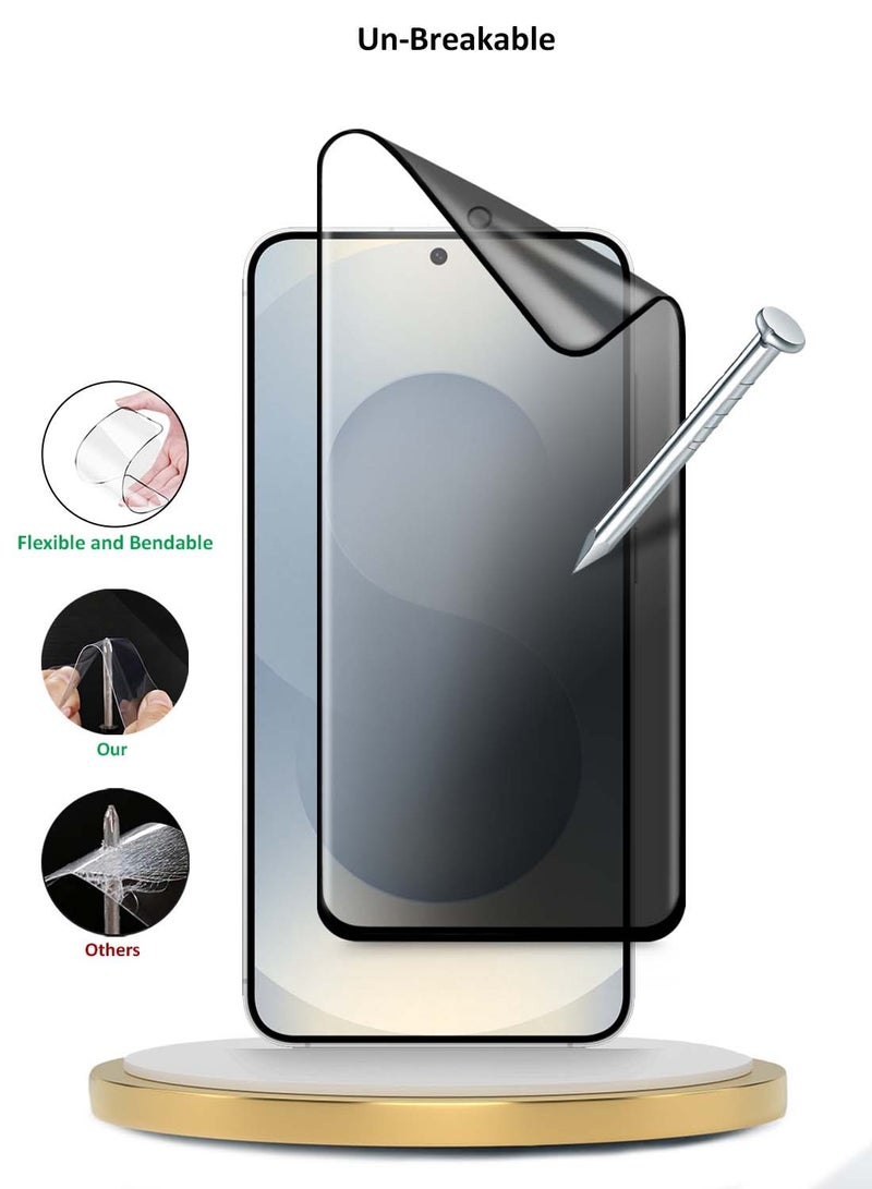 Wtech Samsung Galaxy S25 5G 2025  Premium Edge-Pro Nano Ceramic Privacy Full Glue Full Cover Matte Flexible Screen Protector (MSCNMP) - Clear/Black - Image 3
